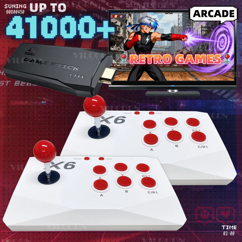 4K Retro TV Game Stick — Dual Arcade Joysticks