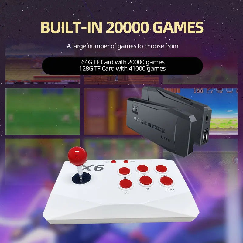 4K Retro TV Game Stick — Dual Arcade Joysticks