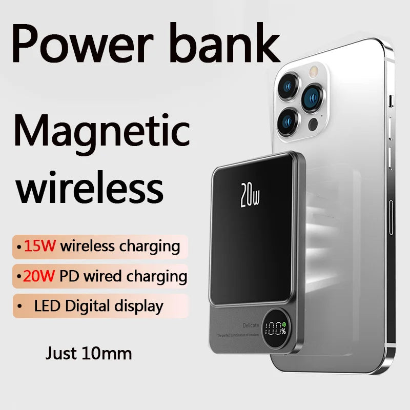 MagSafe-Compatible 10,000mAh Power Bank — 20W PD, Wireless