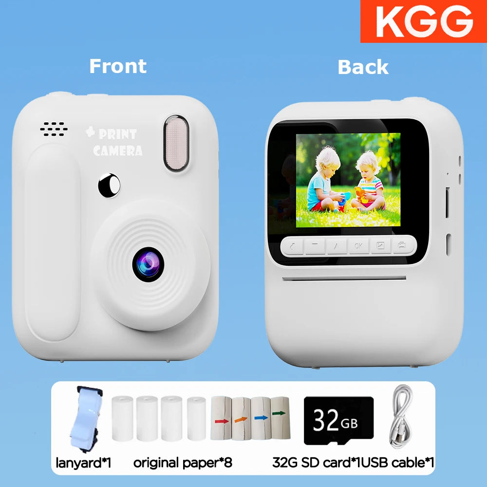 Kids Instant Print Camera — 1080P, 32GB