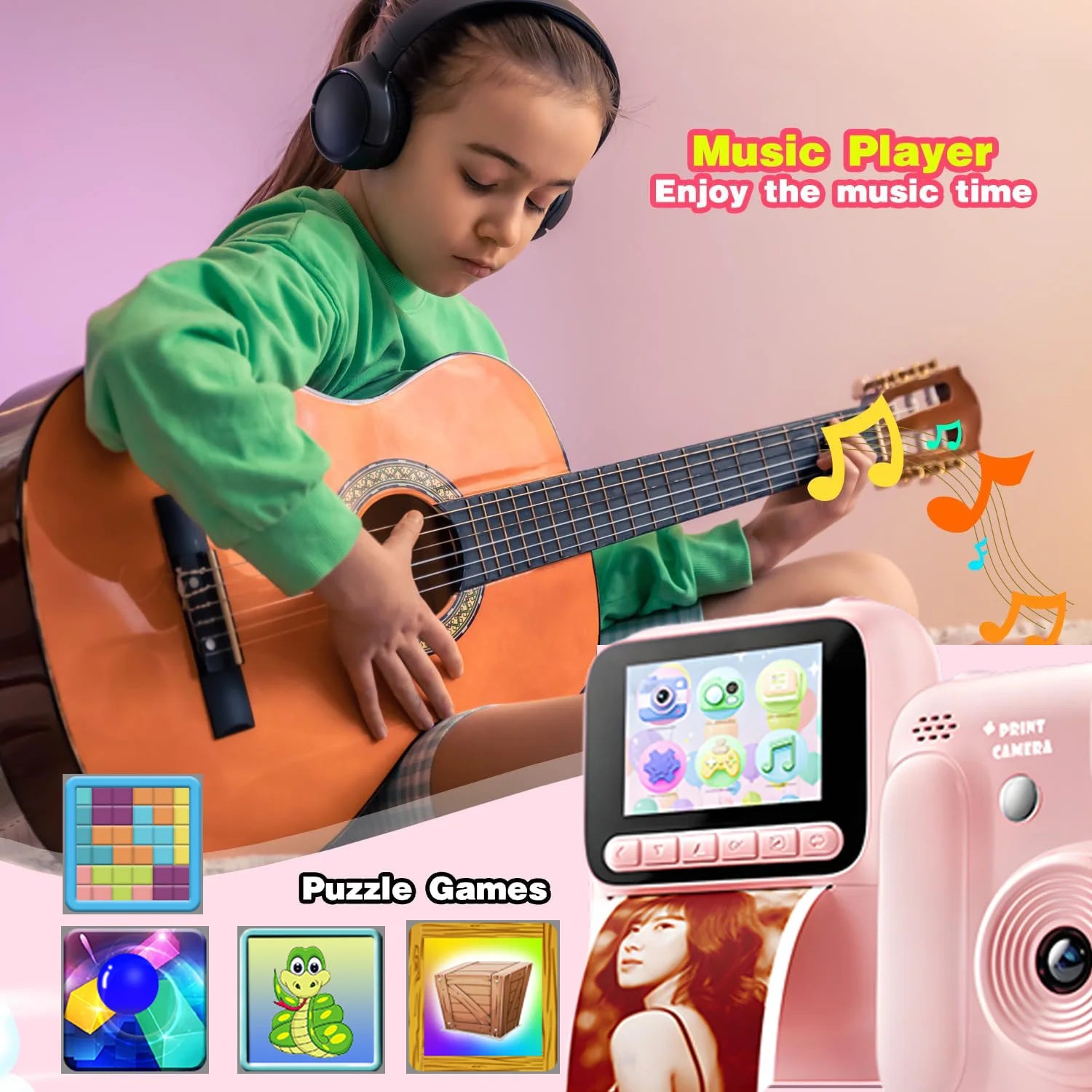 Kids Instant Print Camera — 1080P, 32GB