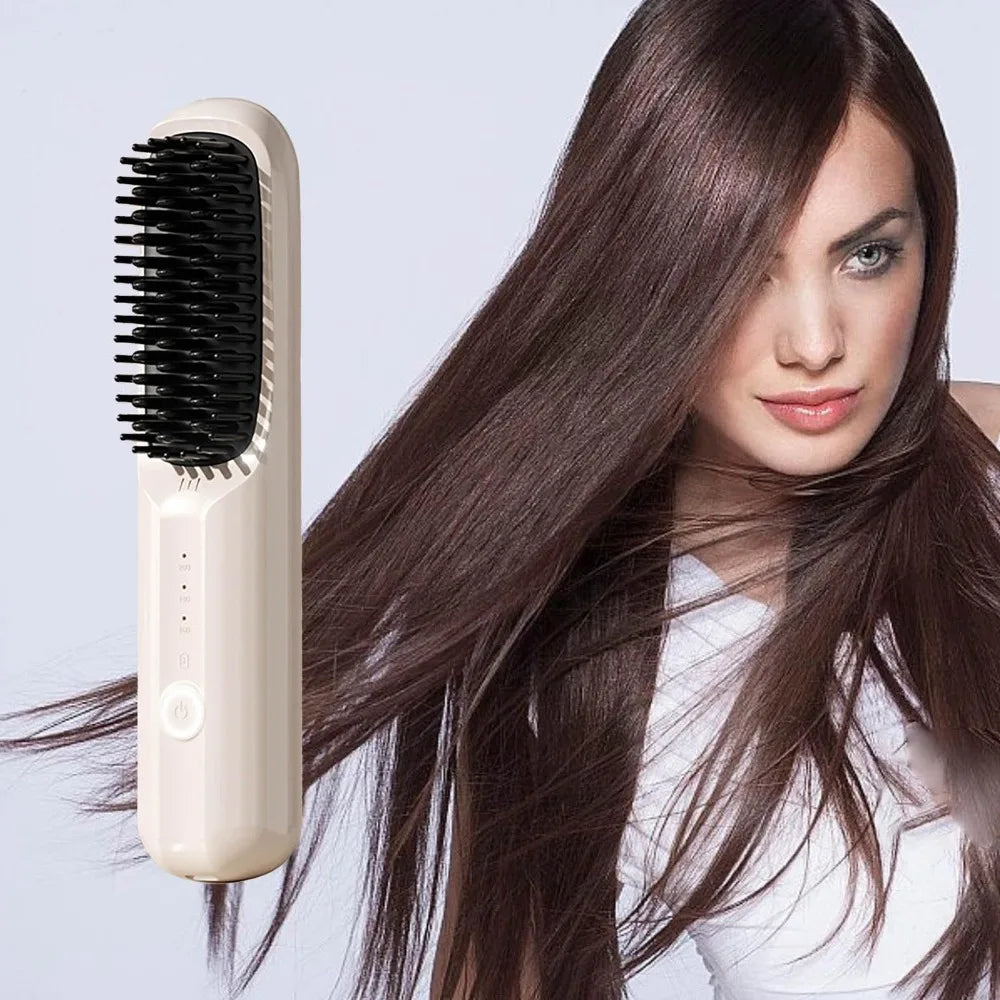 Cordless USB Hair Straightening & Curling Brush