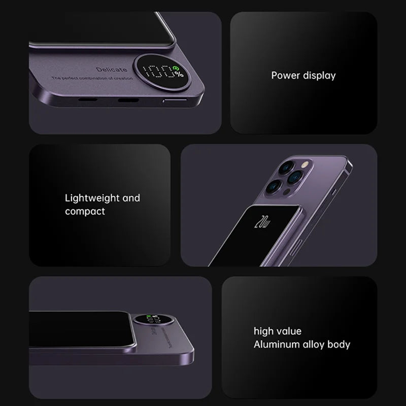 MagSafe-Compatible 10,000mAh Power Bank — 20W PD, Wireless