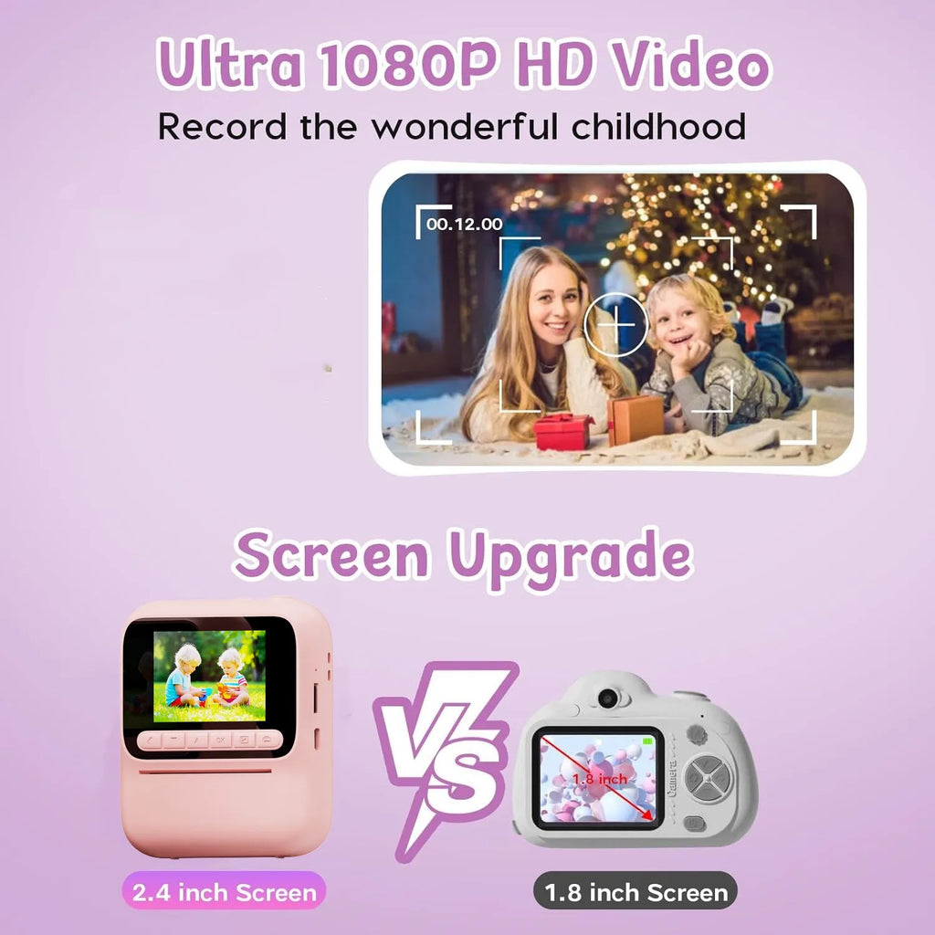 Kids Instant Print Camera — 1080P, 32GB